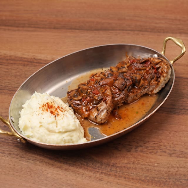 Beef Filet Mignon with Mushroom Sauce.