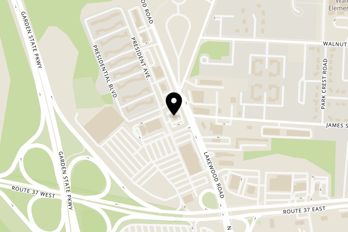 Map showing the location of Gal Mediterranean Cuisine on 2 NJ-37 in Toms River